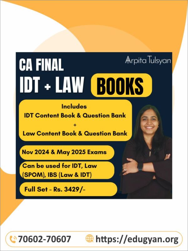 CA Final Law Book (SPOM & Law Parts of IBS) & IDT Books Combo By CA Arpita Tulsyan (New Syllabus)