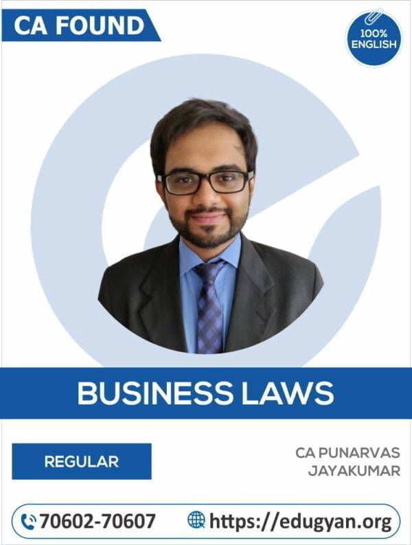 CA Foundation Business Laws By CA Punarvas Jayakumar (Eng) (New Syllabus)