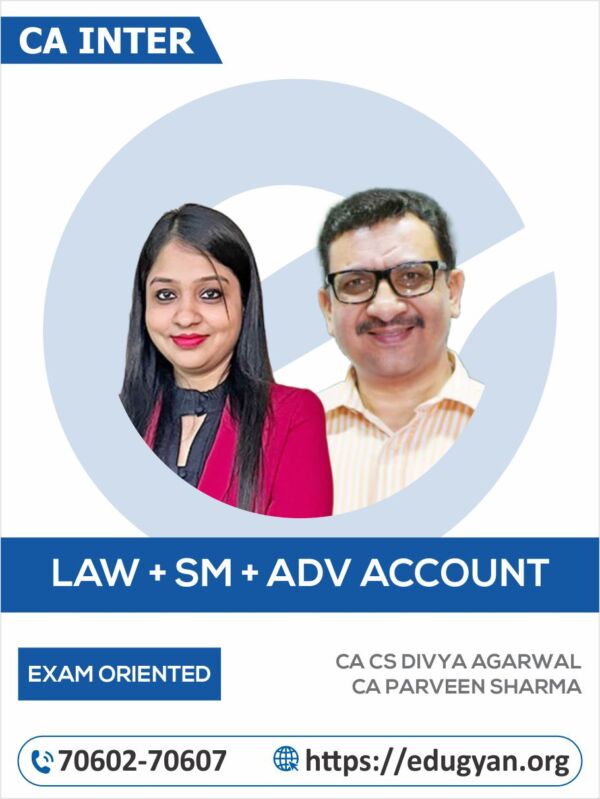 CA Inter Law, SM & Adv Accounts Combo By CA Parveen Sharma & CA Divya Agarwal