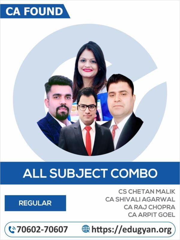 CA Foundation Account, Law, Eco & Maths Regular Combo By CS Chetan Malik, CA Shivali Agarwal, CA Raj Chopra & CA Arpit Goel (New Syllabus)