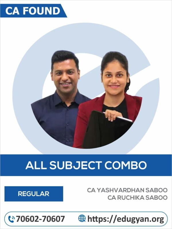 CA Foundation Accounts, Maths, Econimics & Law All Subject Combo By CA Yashvardhan Saboo & CA Ruchika Saboo (2022 Syllabus)