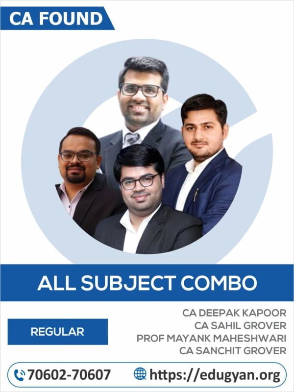 CA Foundation All Subject Combo By Avj Academy (CA Deepak Kapoor, CA Sahil Grover, Prof Mayank Maheshwari & CA Sanchit Grover) (New Syllabus)