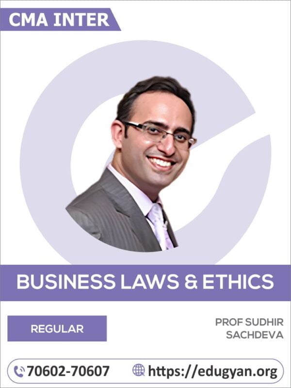 CMA Inter Business Laws, Ethics & Governance By Prof Sudhir Sachdeva