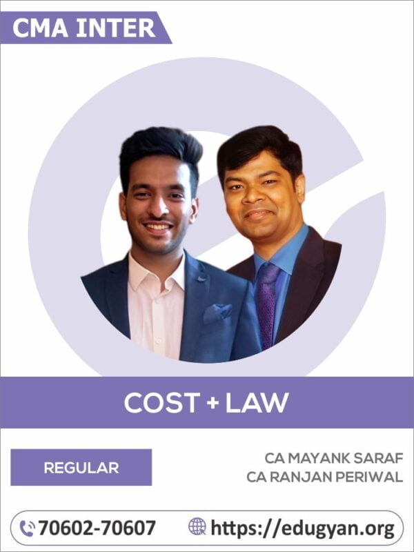 CMA Inter Costing & Law Combo By CA Mayank Saraf & CA Ranjan Periwal (2022 Syllabus)