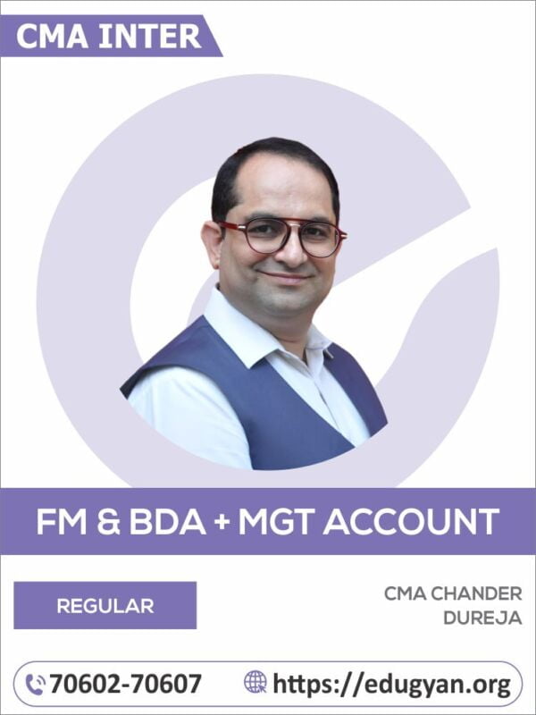 CMA Inter Group II FMBDA & Management Accounting Combo By CMA Chander Dureja (2022 Syllabus)