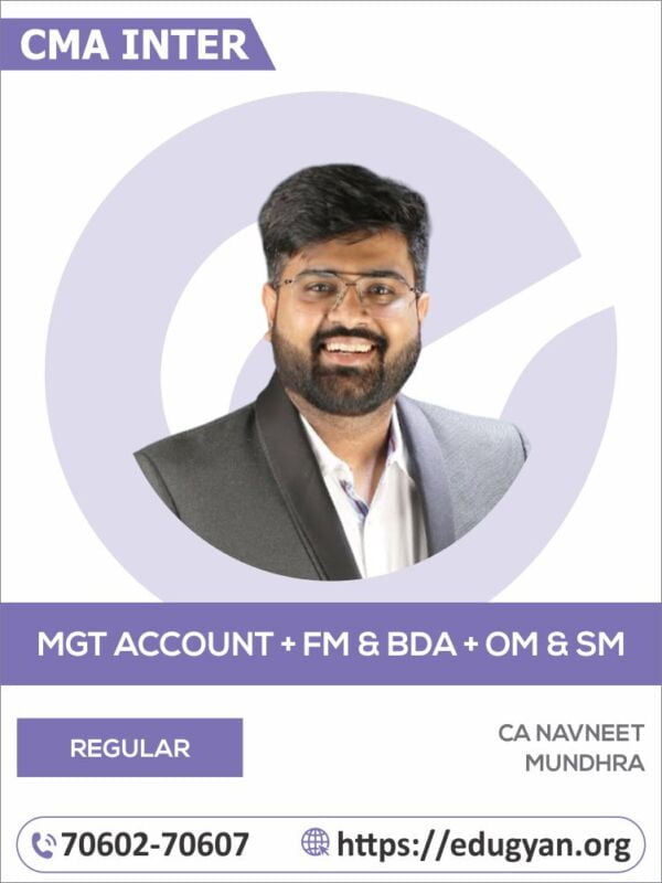 CMA Inter Group II Management Accounting, FM and BDA & OM-SM Combo By CA Navneet Mundhra (2022 Syllabus)