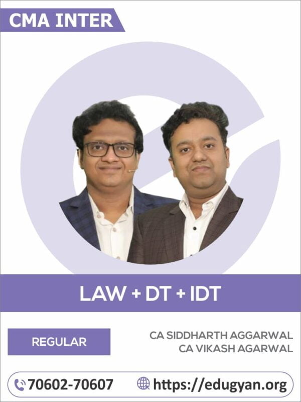 CMA Inter Law, Direct & Indirect Tax Combo By CA Siddharth Agarwal & CA Vikash Agarwal (New Syllabus)