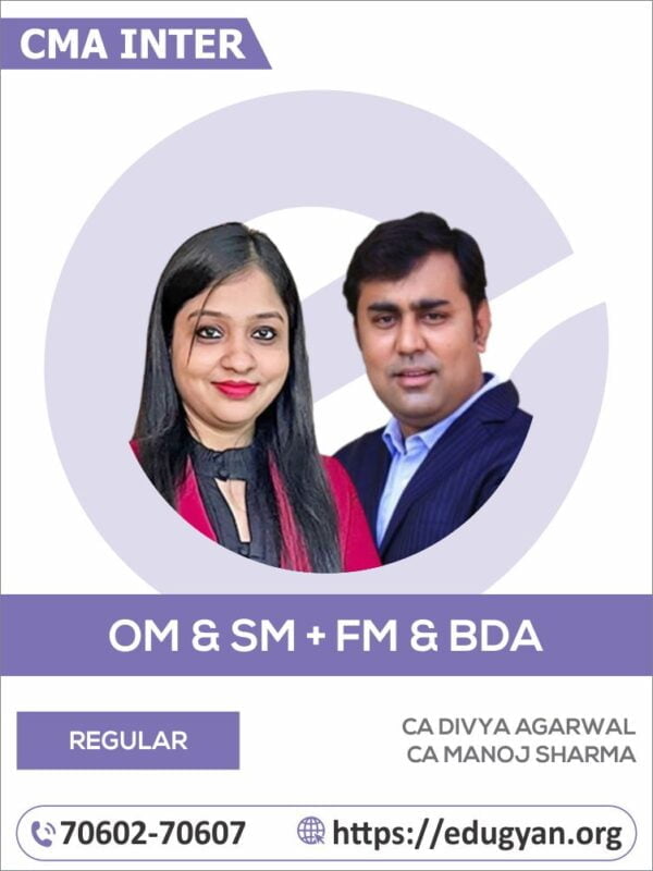 CMA Inter OM-SM & FM-BDA By CA Divya Agarwal & CA Manoj Sharma (2022 Syllabus)