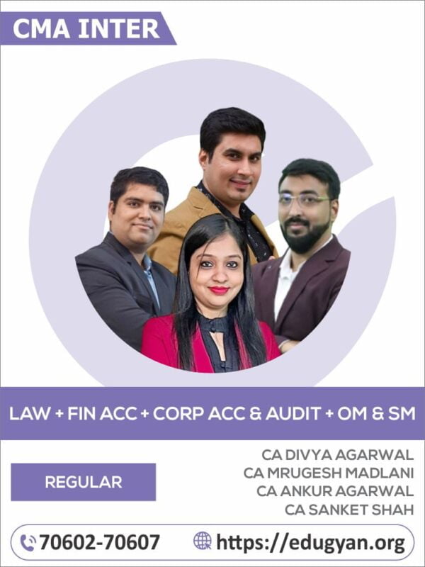 CMA Inter Law, Financial Account, Corporate Account & Audit, OM-SM Combo By CA Divya Agarwal, CA Mrugesh Madlani, CA Ankur Agarwal & CA Sanket Shah (2022 Syllabus)