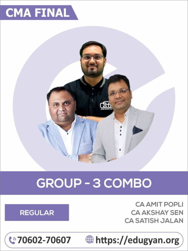 CMA Final Group-3 Full Course Combo By Concept Online Classes (CA Amit Popli, CA Satish Jalan & CMA Akshay Sen) (2022 Syllabus)