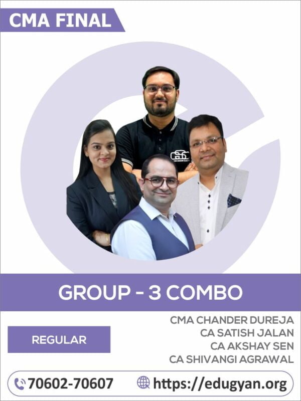 CMA Final Group-3 All Subject Combo By Concept Online Classes (CMA Chander Dureja, CA Satish Jalan, CA Shivangi Agrawal & CA Akshay Sen) (2022 Syllabus)