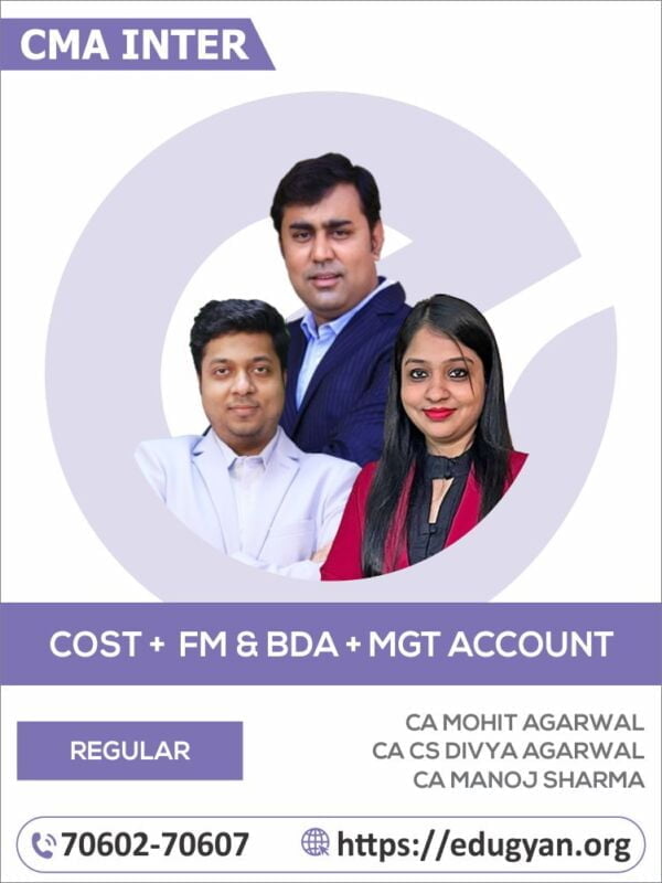 CMA Inter Cost Accounting & Financial Management And Business Data Analytics & Management Accounting Combo By CA Manoj Sharma & CA CS Divya Agarwal (New Syllabus)