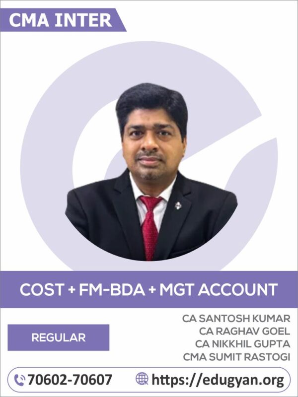 CMA Inter Cost, FM-BDA & Management Accounting Combo By CMA Sumit Rastogi (2022 Syllabus)