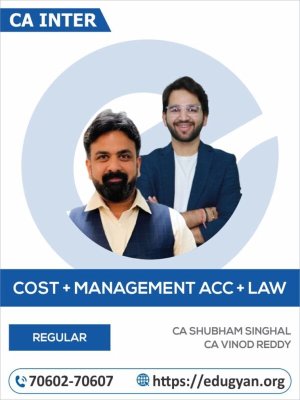 CA Inter Cost & Management Accounting & Laws Combo by CA Shubham Singhal & CA Vinod Reddy (New Syllabus)