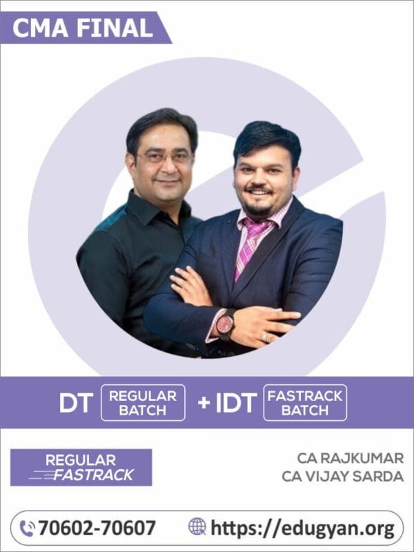 CMA Final Direct Tax Regular & Indirect Tax Fast track Combo By CA Vijay Sarda & CA Rajkumar (2022 Syllabus)