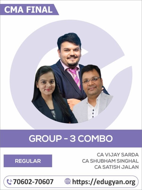 CMA Final Group- III All Subject Combo By CA Vijay Sarda, CA Shivangi Agrawal & CA Satish Jalan (2022 Syllabus)