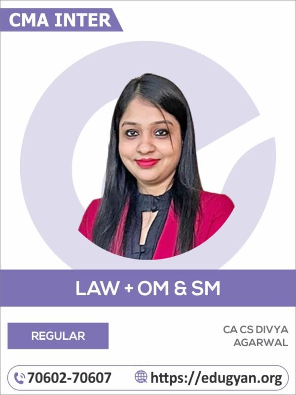 CMA Inter Business Laws And Ethics & OM-SM Combo By CA CS Divya Agarwal (2022 Syllabus)